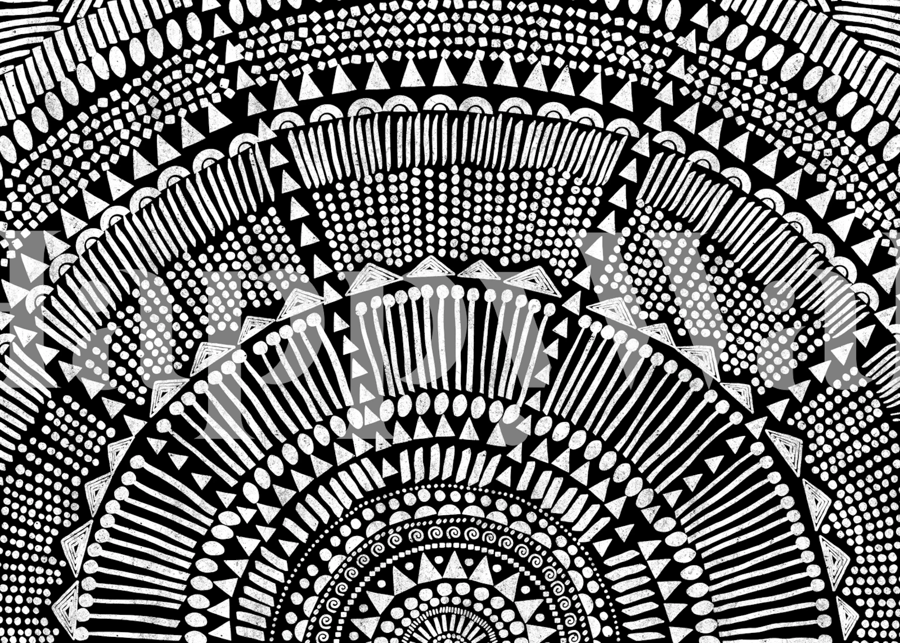 Geometric tribal pattern in black and white wallpaper