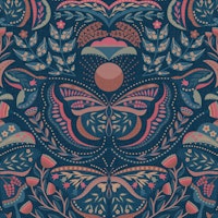 Bohemian Butterflies Flowers Cats 04 WM wallpaper