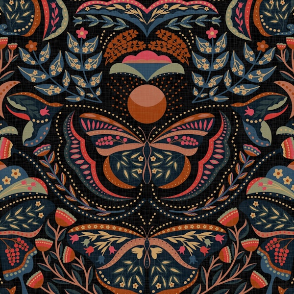 Bohemian Butterflies Flowers Cats 05 WM