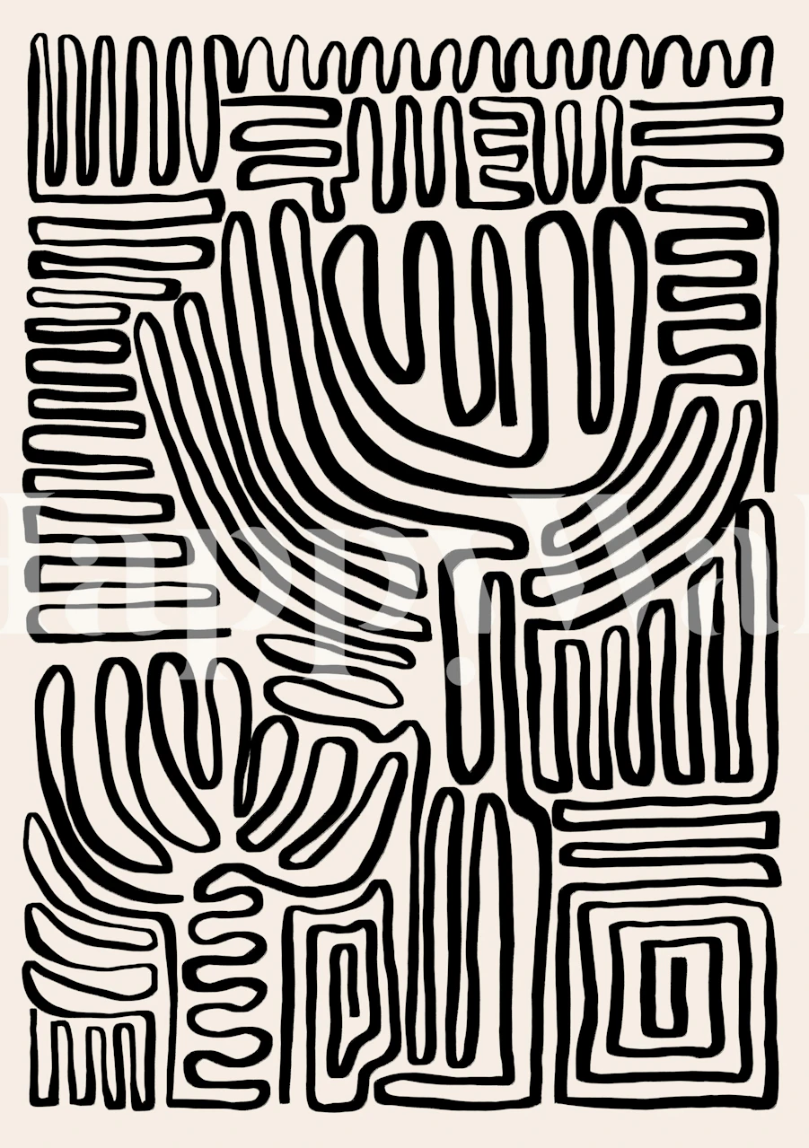 Bold black tribal lines on a light background wallpaper