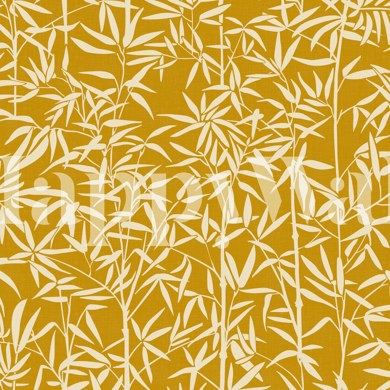 Bamboo leaves on marigold yellow background wallpaper