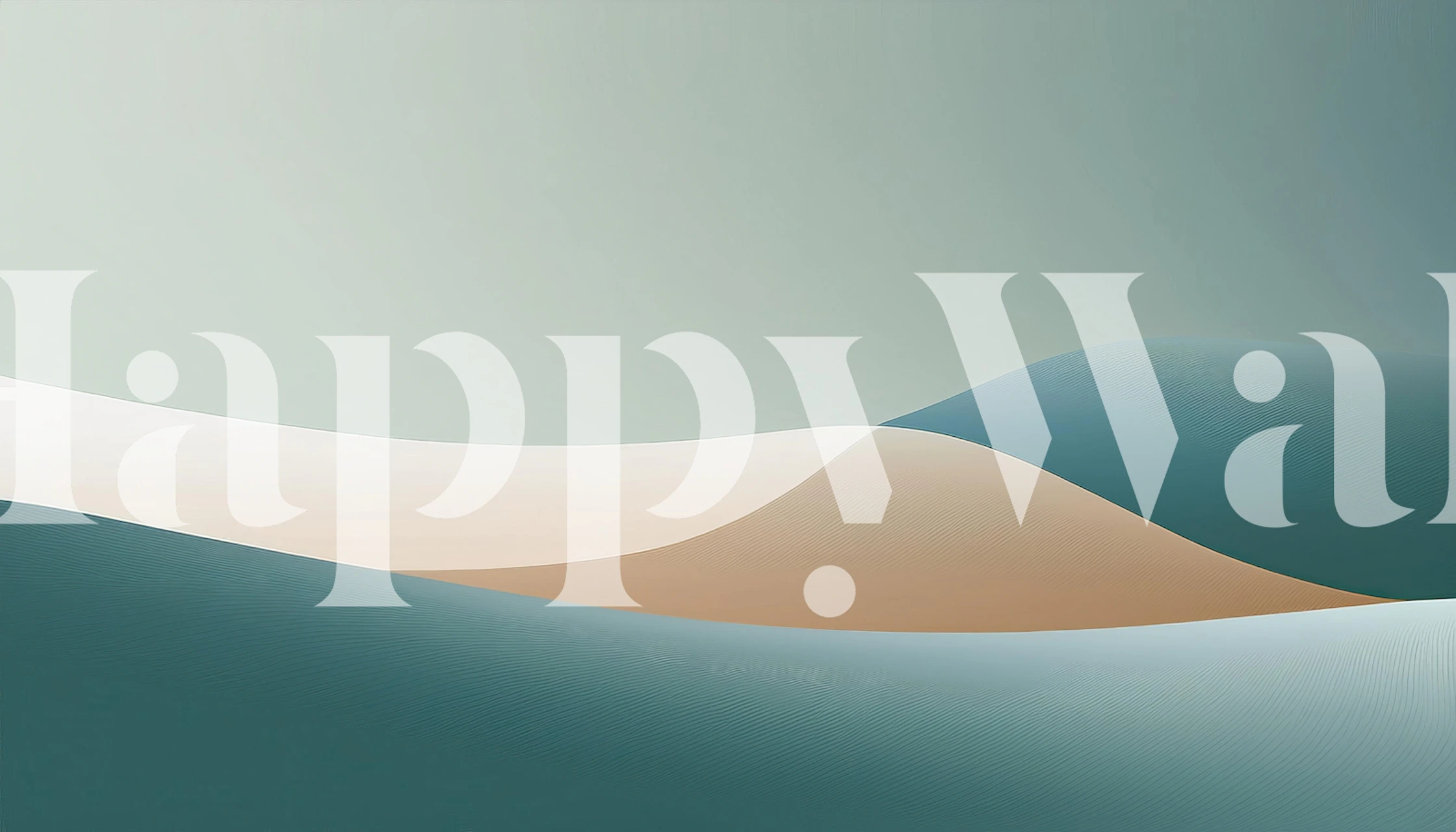 Abstract wave pattern in soft earth tones beige and teal wallpaper