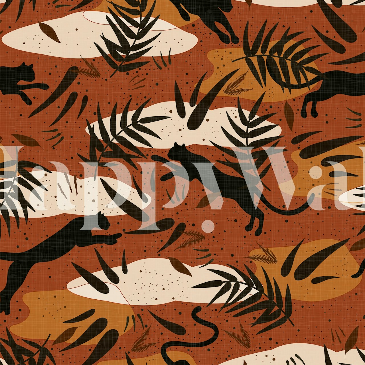 Papel pintado en tonos terrosos en una habitación