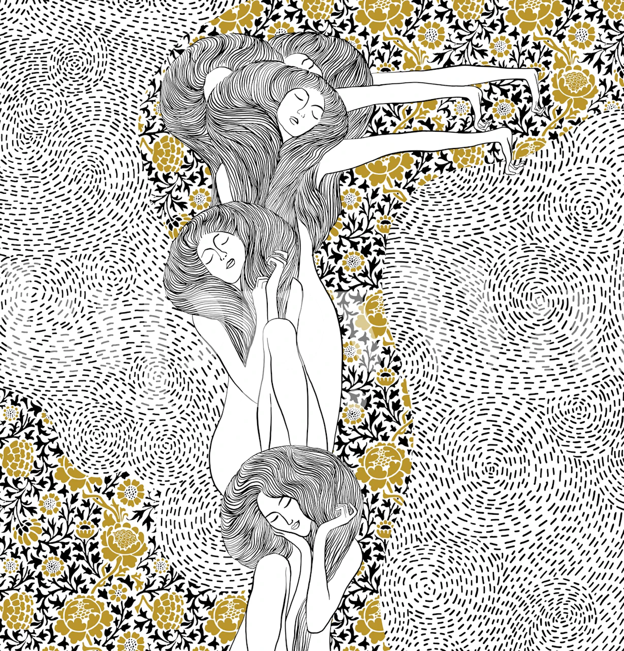 Golden Blossom Harmony wallpaper in a room