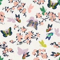 Cherry Blossom Chinoiserie and Butterflies tapete
