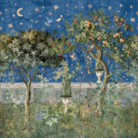 Under the Stars Magic Garden Painting wallpaper