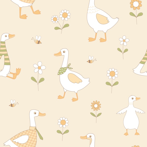 Geese chasing bees cream