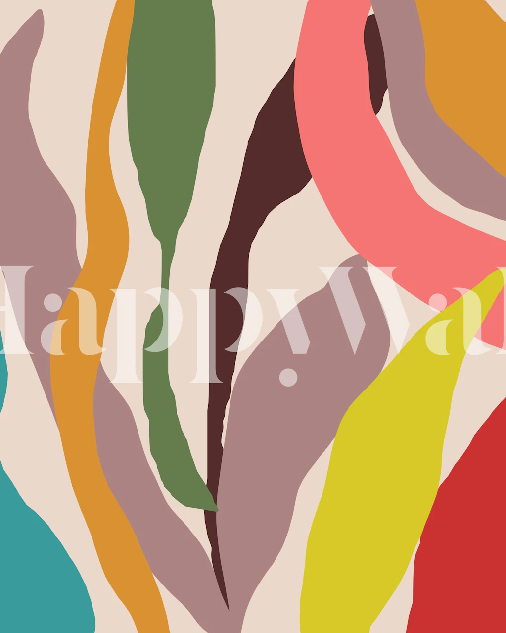 Colorful Leaf Waves wallpaper in a room