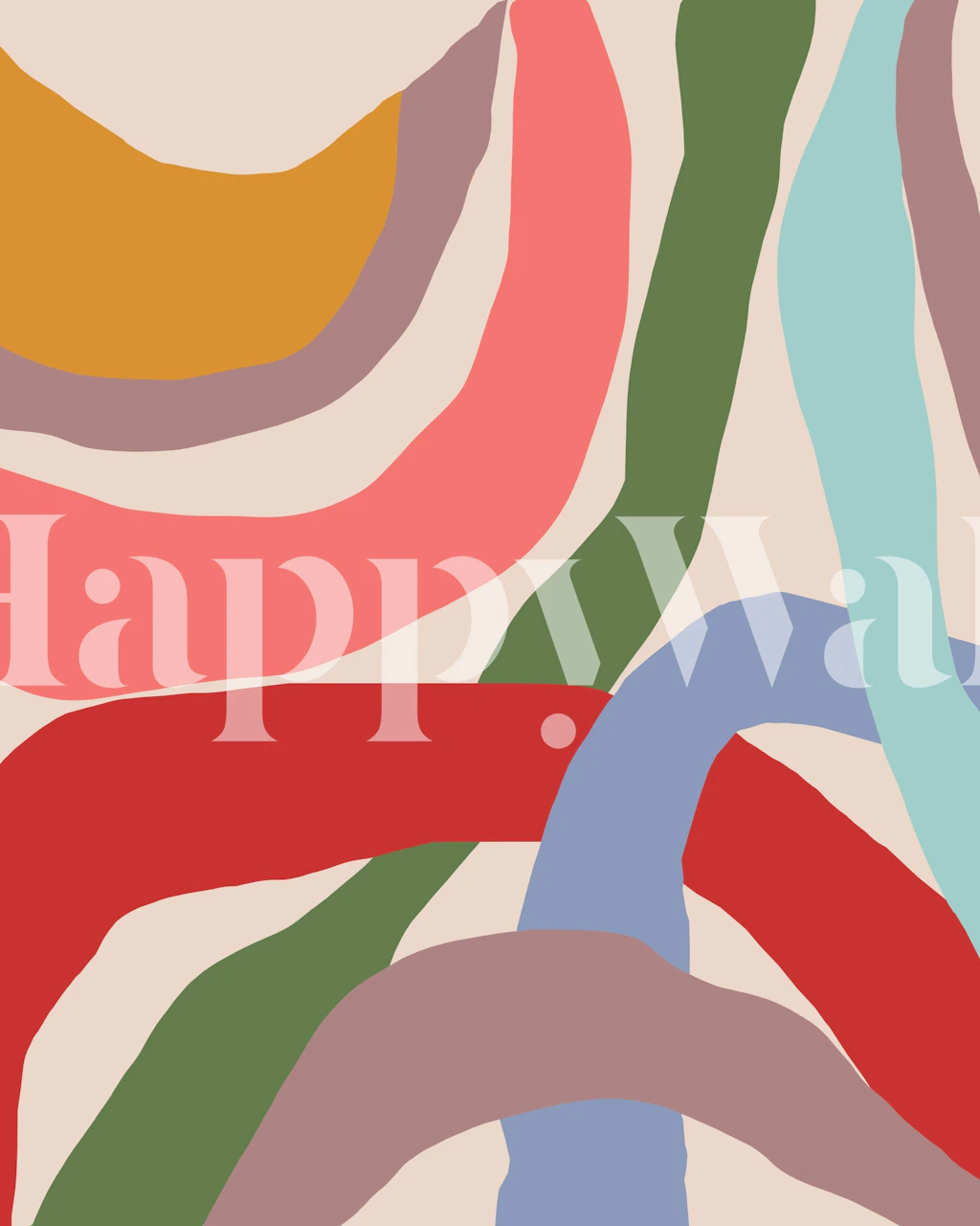 Colorful Abstract Waves wallpaper in a room