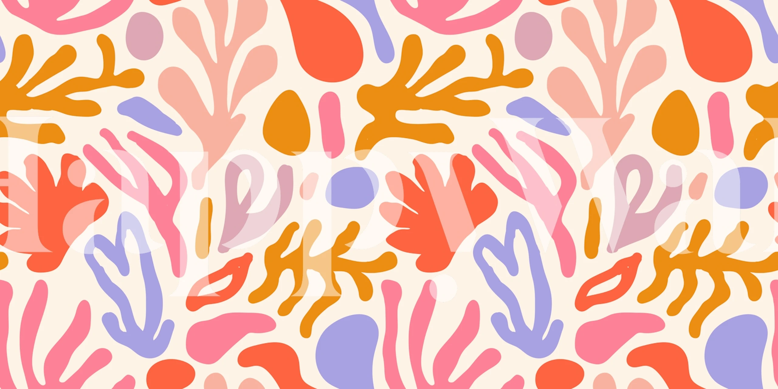 Doodle Inspired Leaf Art papier peint affiché dans une pièce