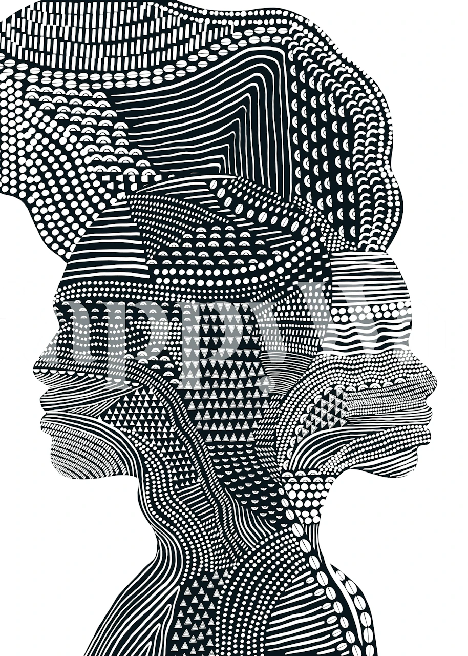 Tribal Couple monochrome wallpaper in a room