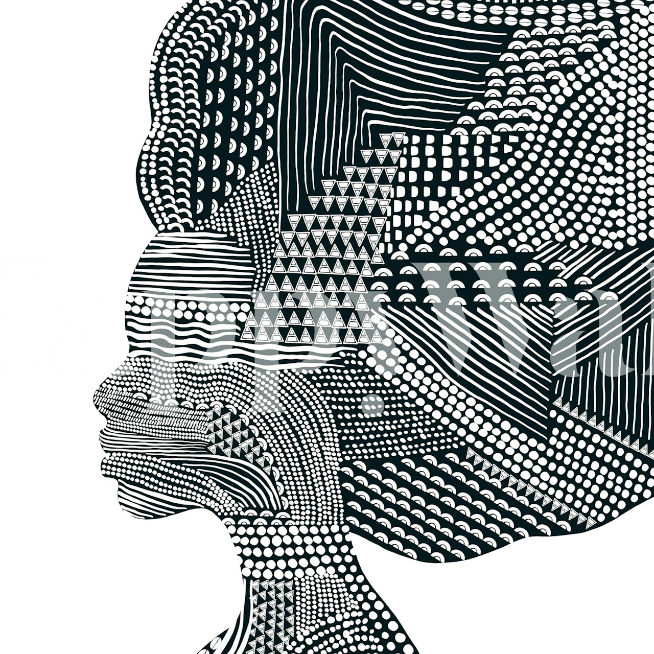 Design de papel de parede Tribal Woman em um quarto