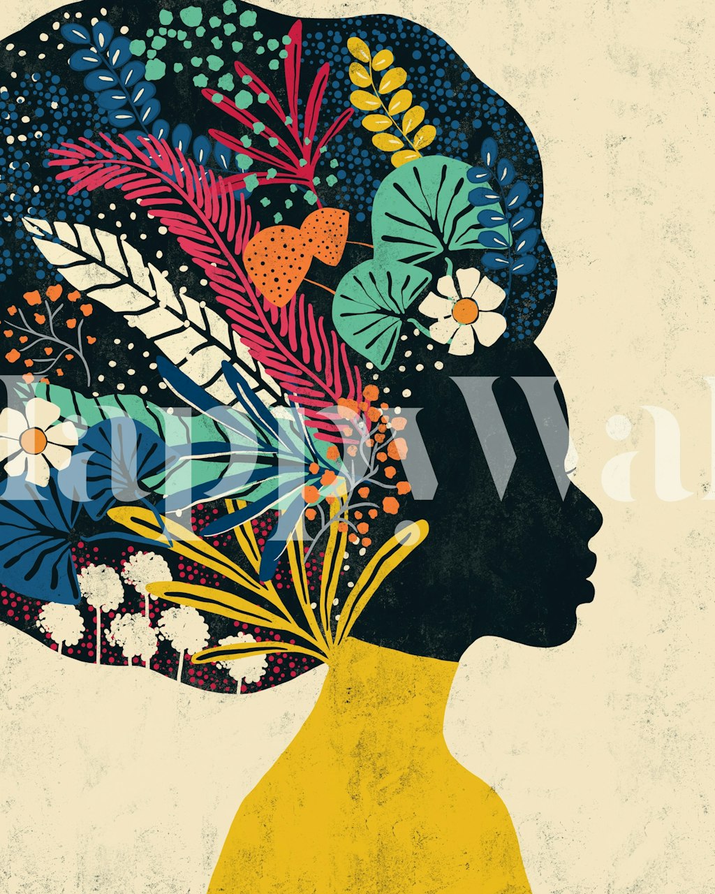 Papier peint Floral Silhouette Art dans une pièce