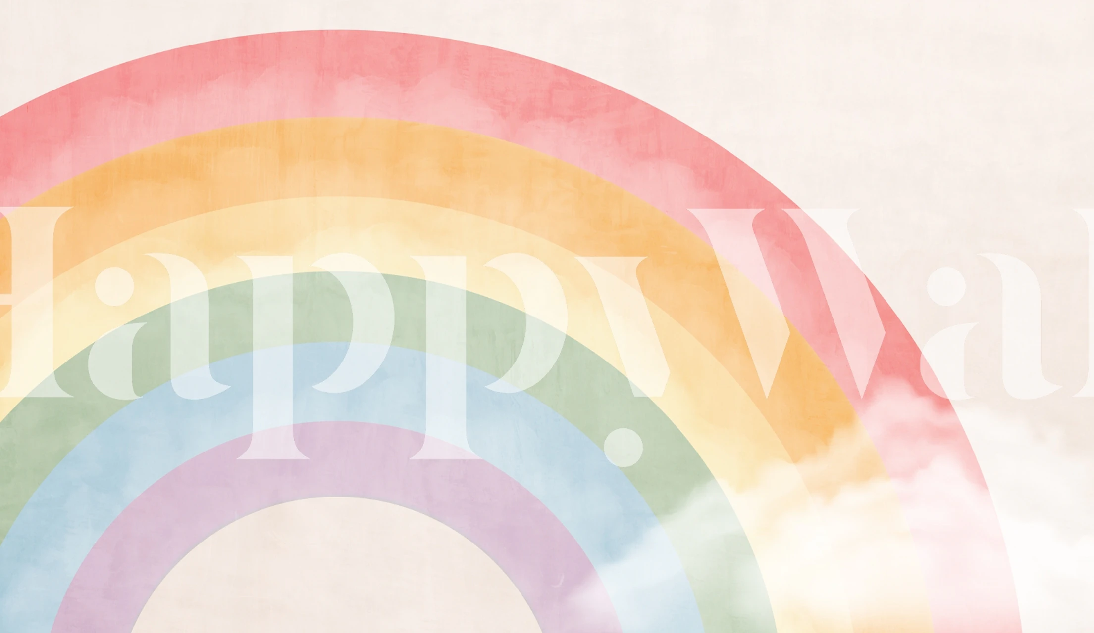 Pastellregnbågens tapet i ett ljust rum