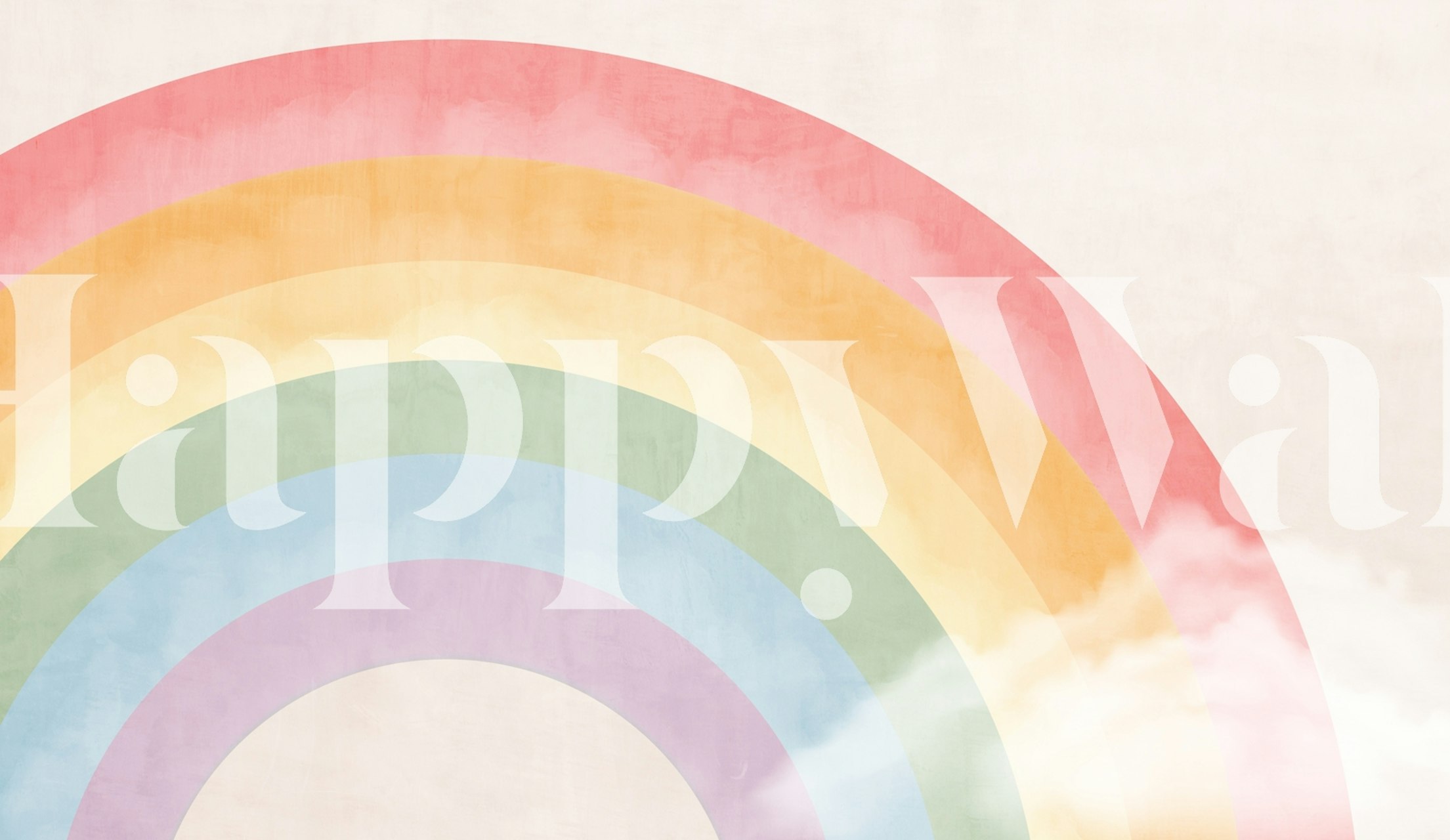 Pastel rainbow wallpaper in a bright room