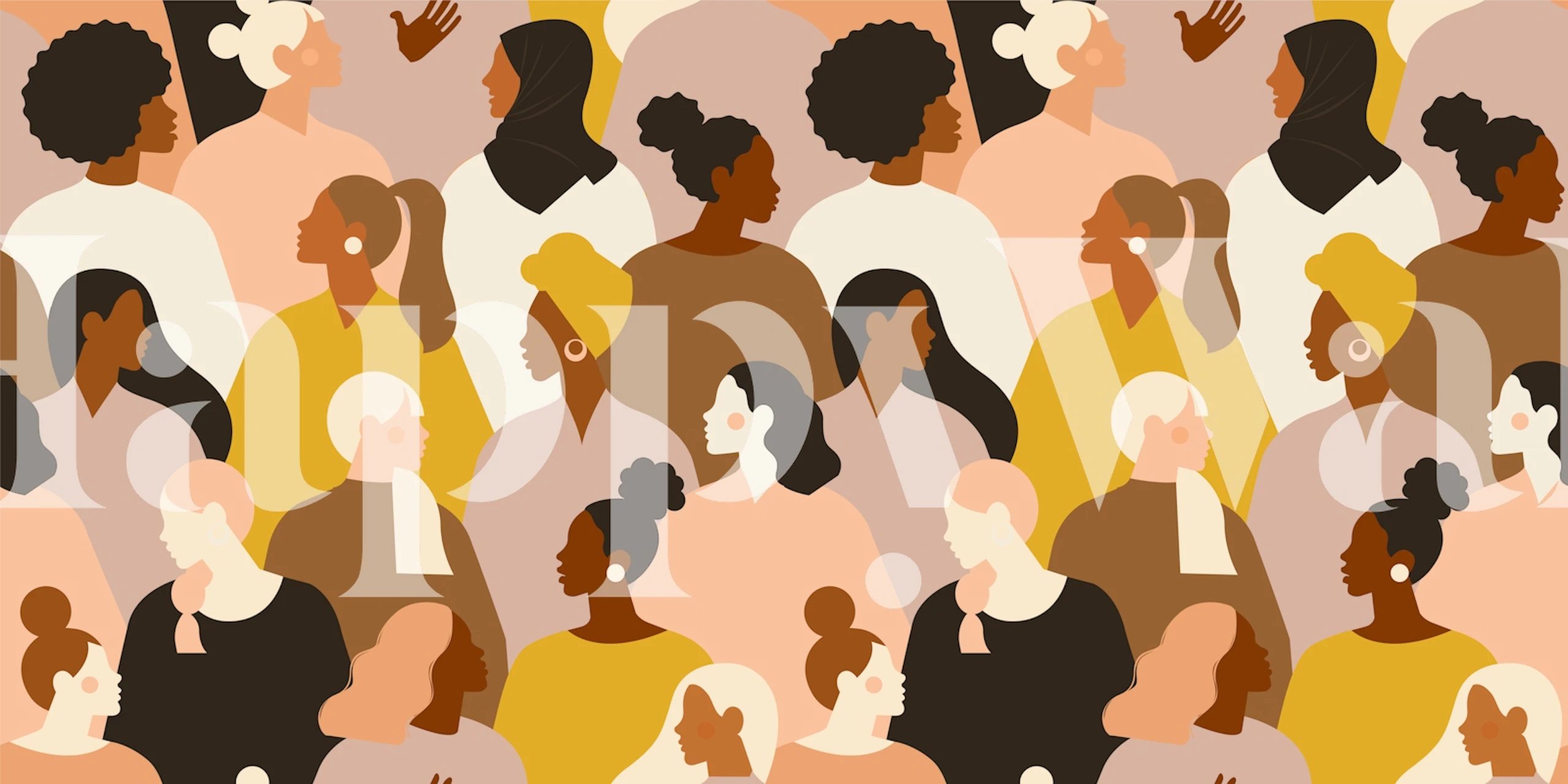 Diverse Women Faces Art tapet i et rum