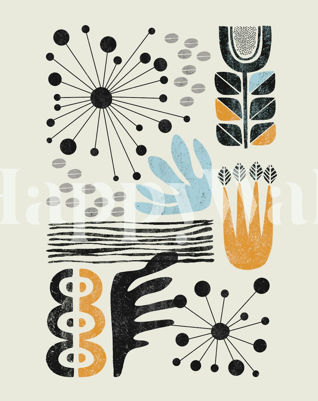 Retro Vibes I behangontwerp in een kamer