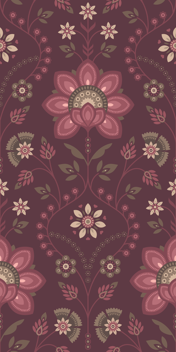 Blooming Elegance Damask, wine red