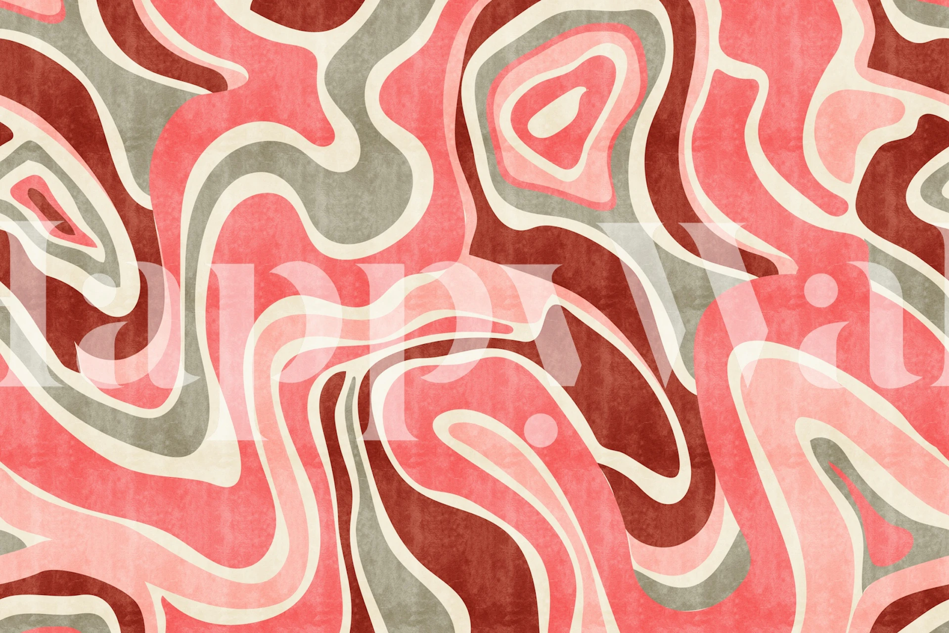 Retro Swirl Groovy Abstract tapetti huoneessa