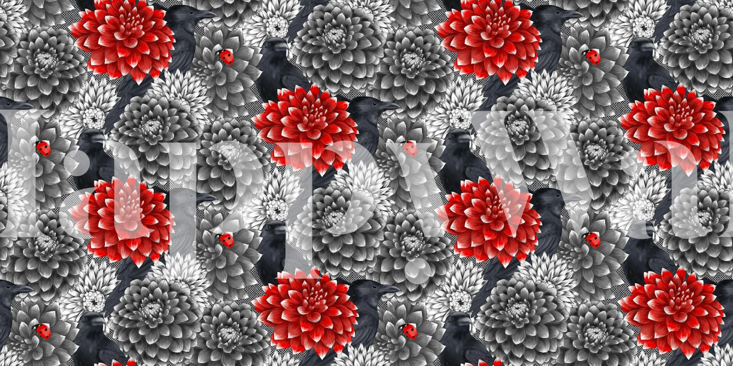 Květinová tapeta Dark Romance v místnosti