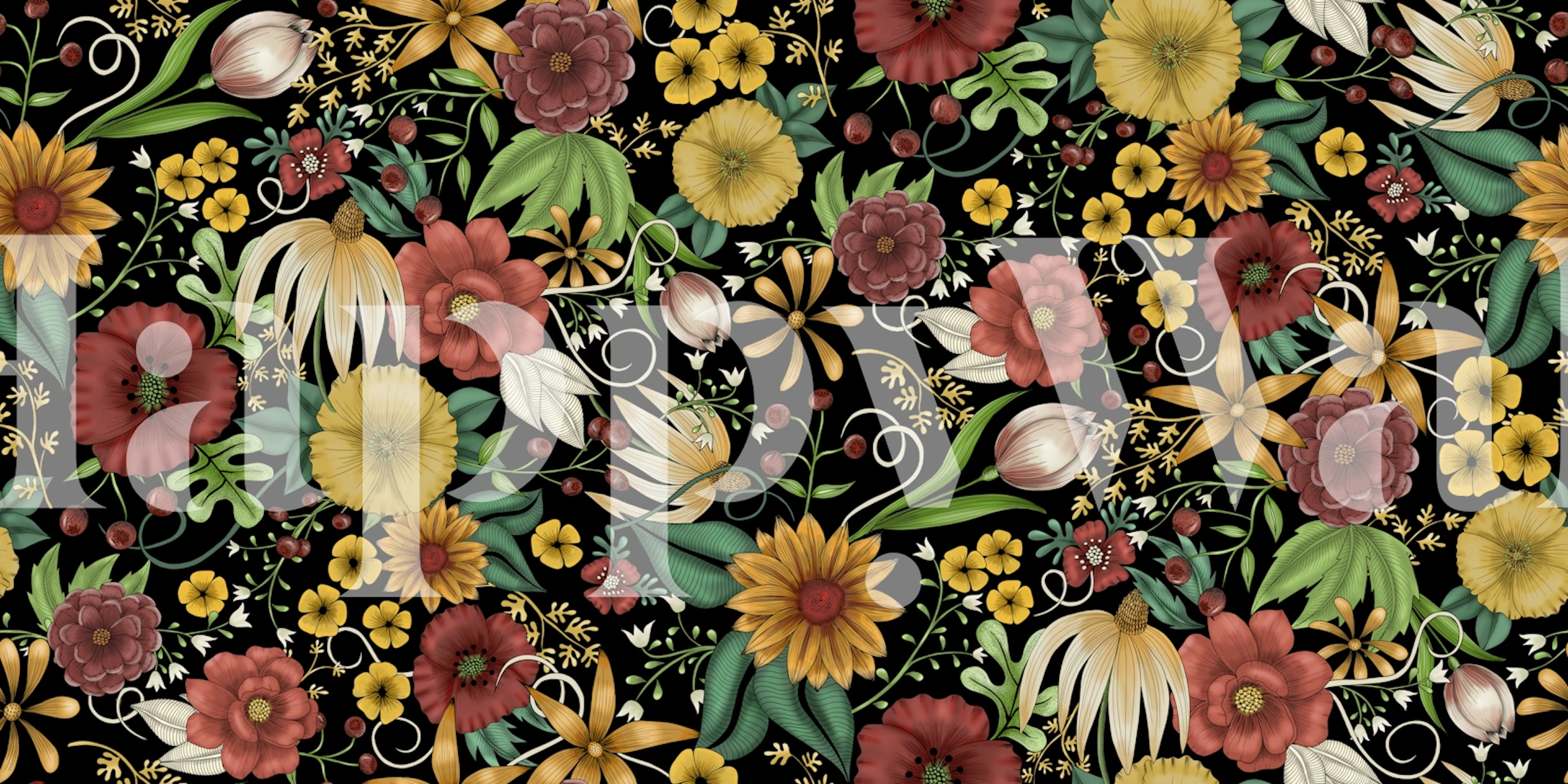 Bold Floral Jungle wallpaper in a room