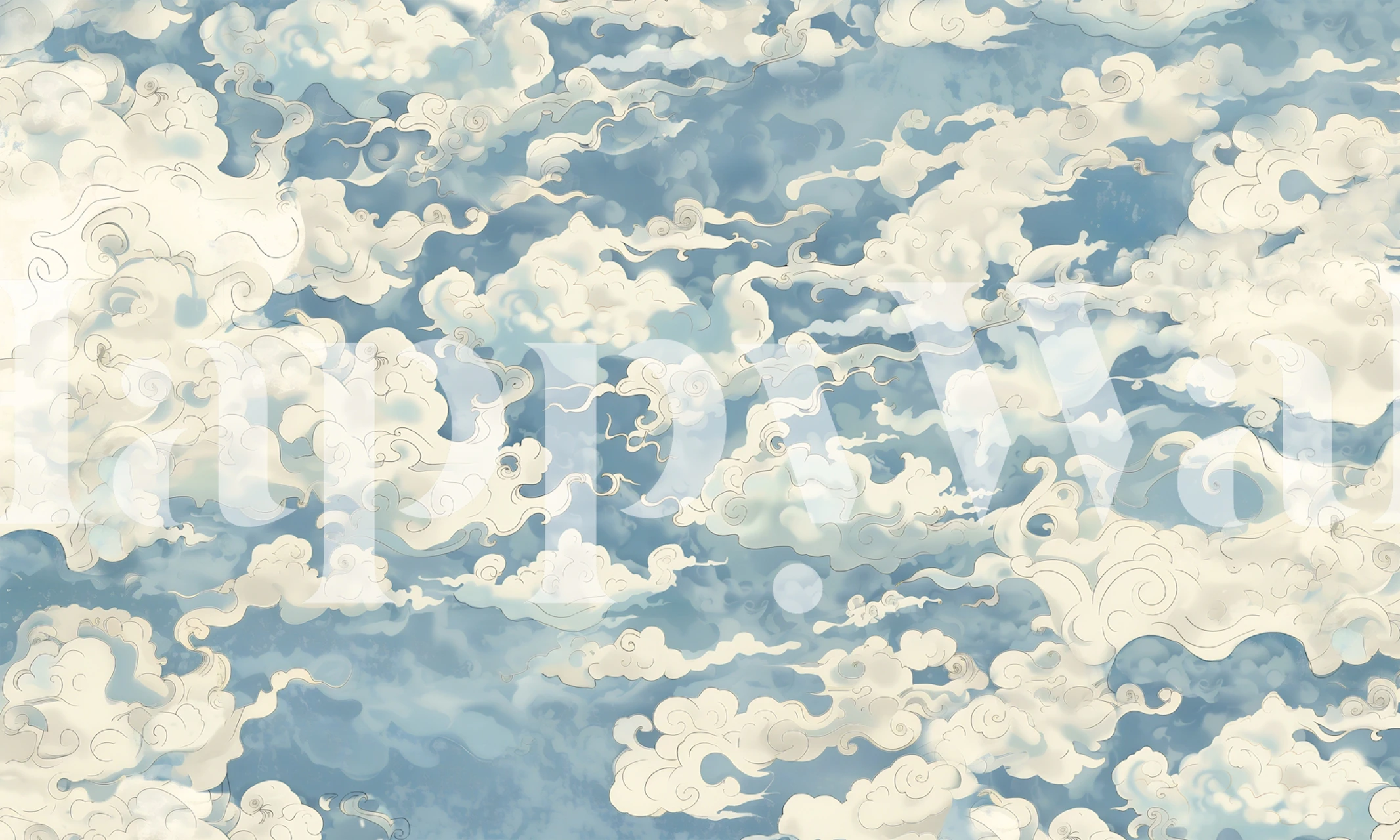 Tapeta Heavenly Sky Swirls w pokoju