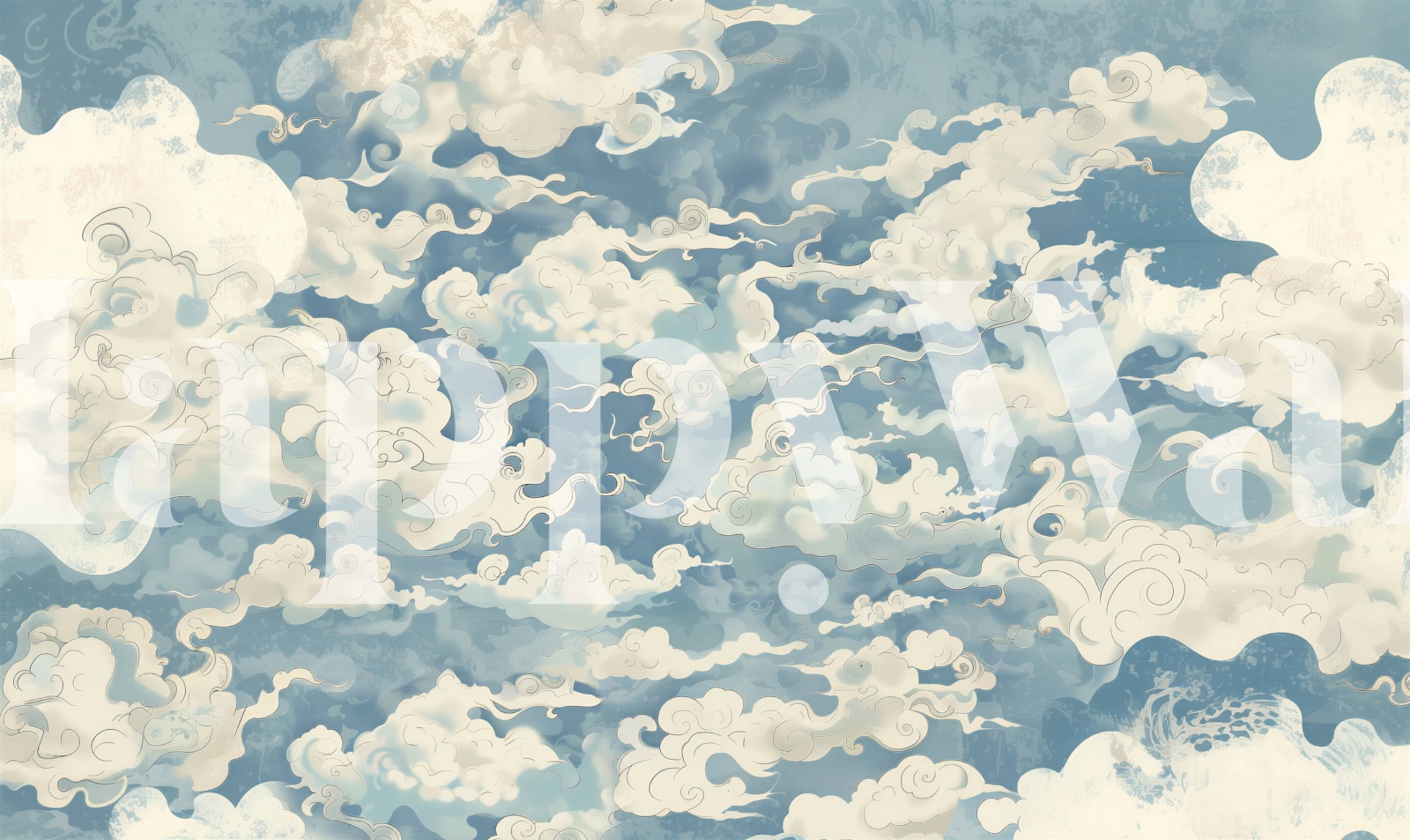 Fluffy white clouds against a blue sky wallpaper