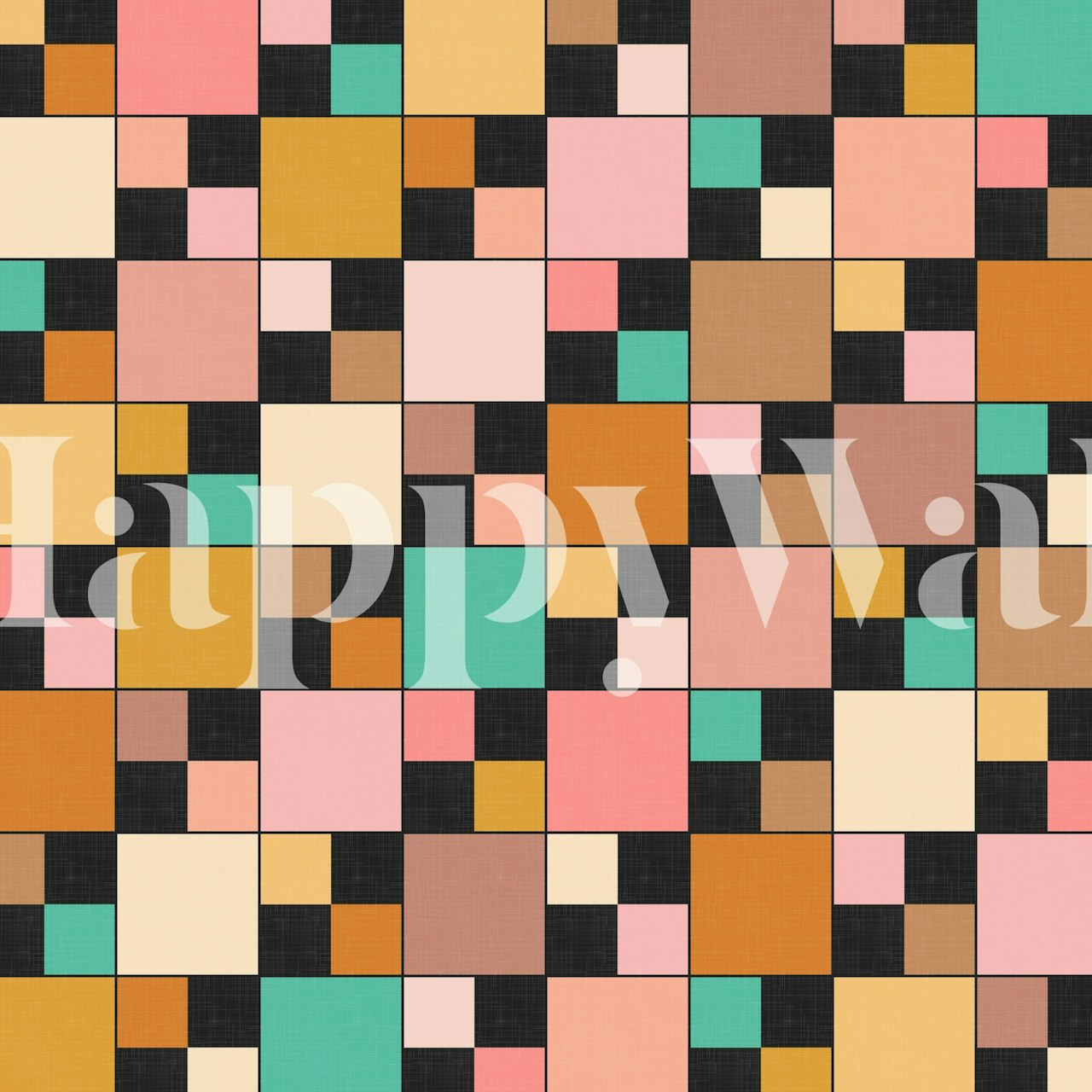 Cheerful and cozy geometric wallpaper in a room