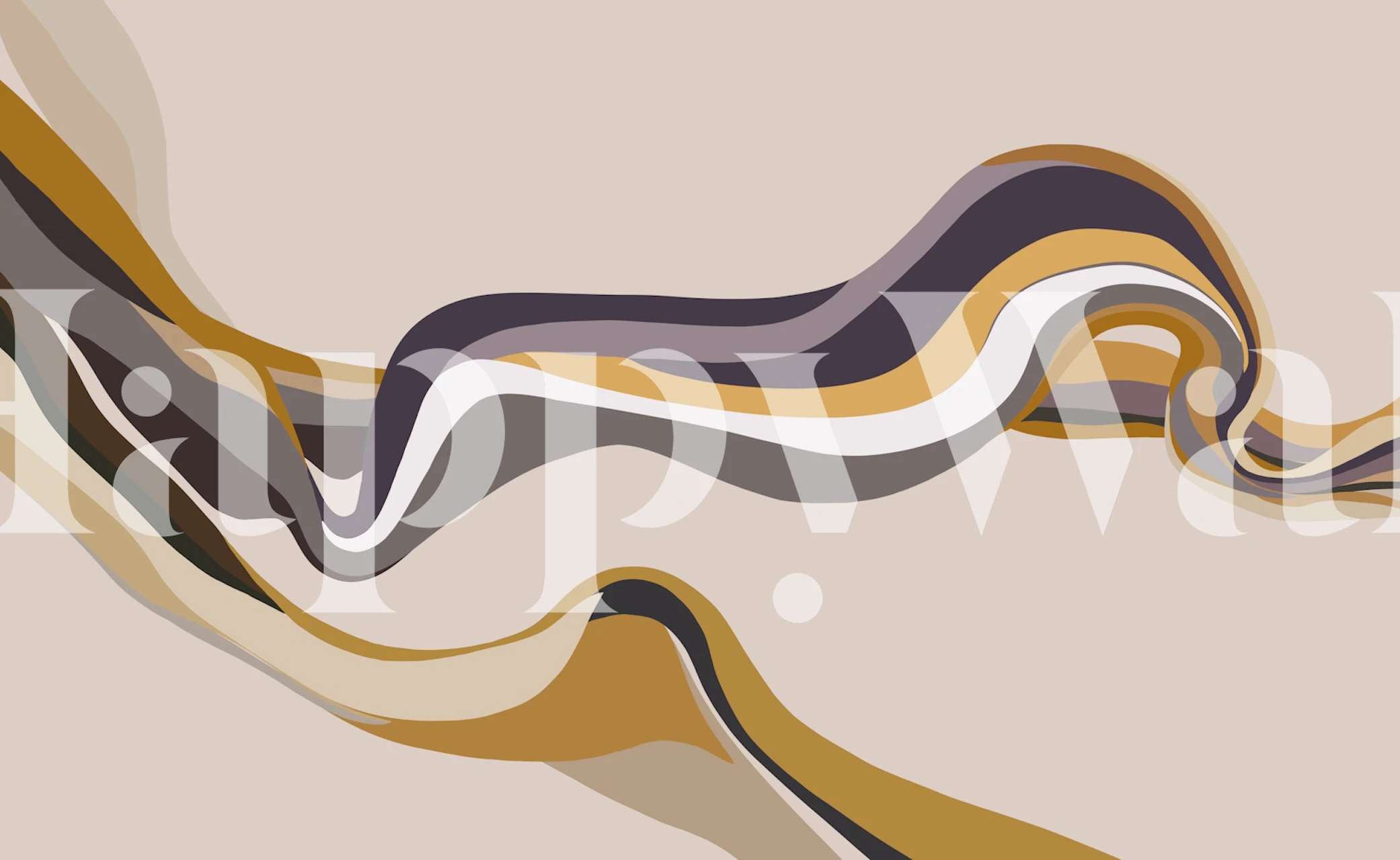 Warm organic flow wallpaper design displayed in a room