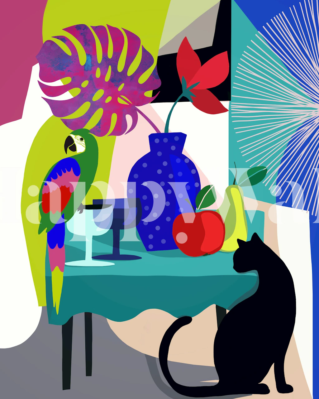 Le Chat Noir wallpaper in a room setting