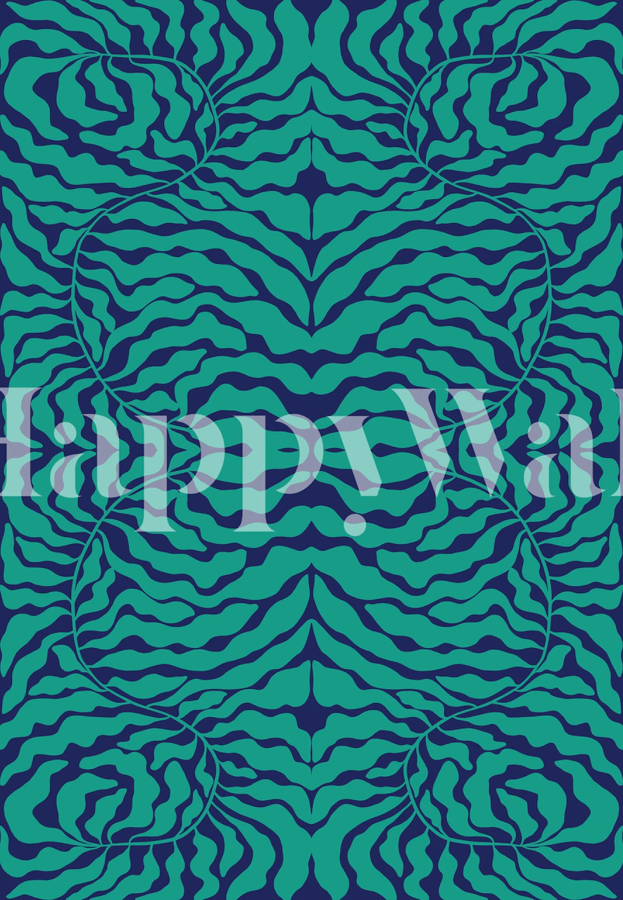 Teal Jungle Vibes Tapete in einem Raum