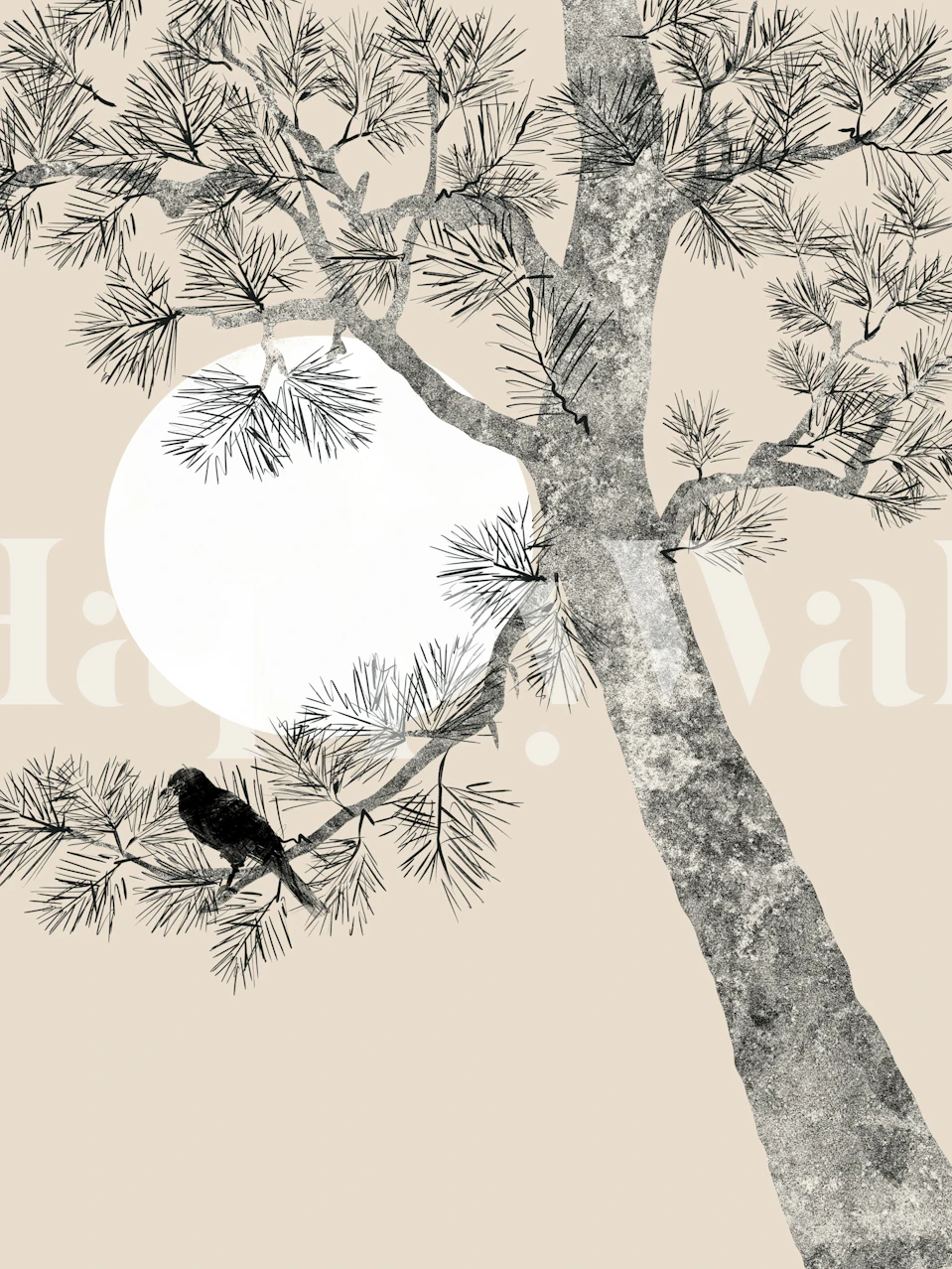 Moonlit Pine Elegance wallpaper in a room