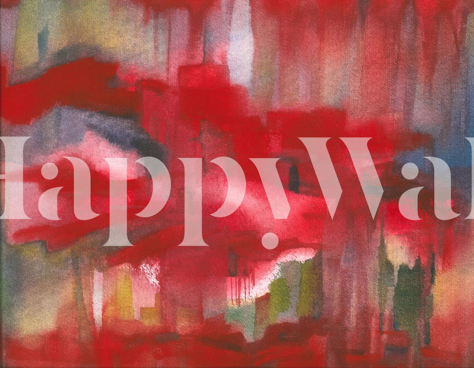 Vibrant red dreamscape wallpaper in a room