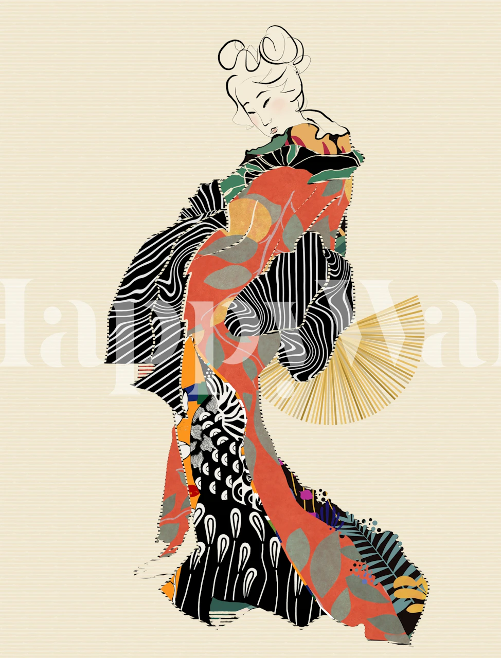 Floral and geometric patterns in vibrant colors wallpaper