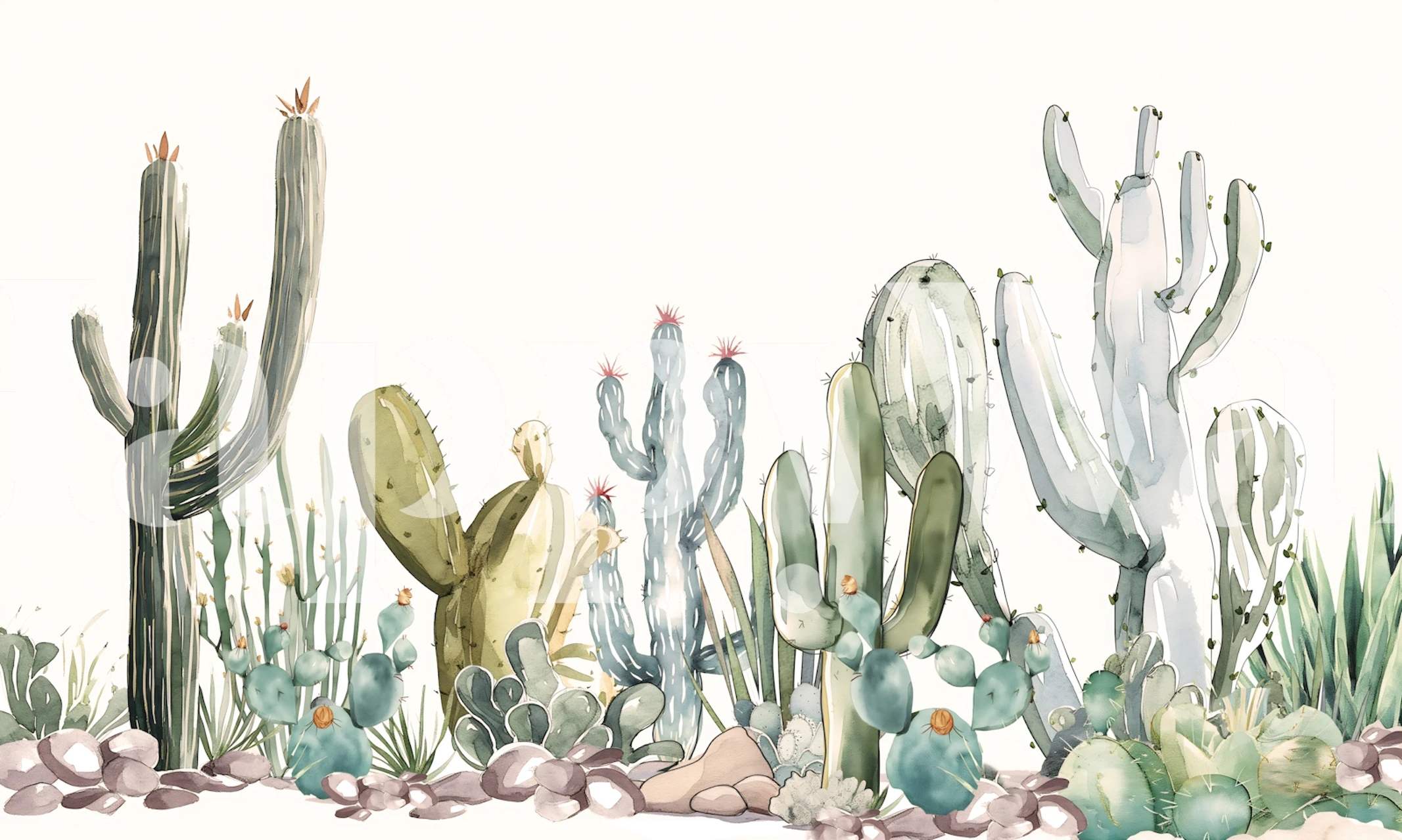 Cactus Succulent Garden Oasis wallpaper in een kamer