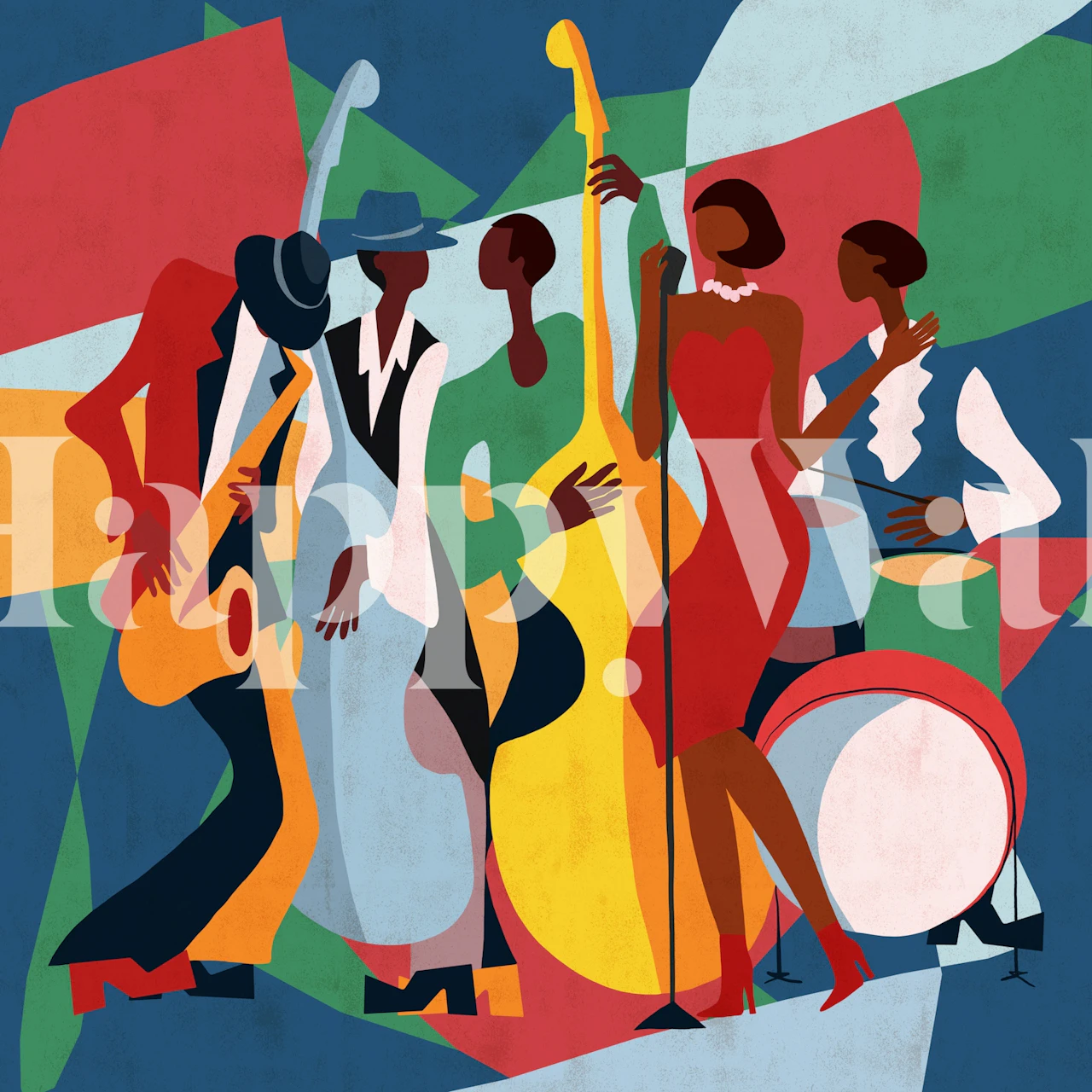 Vibrant Jazz wallpaper in a room