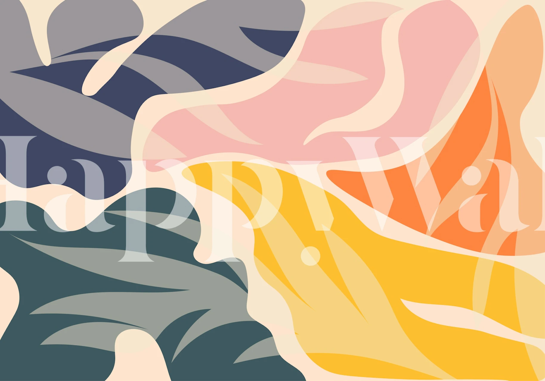 Vibrant leaf harmony wallpaper in a room