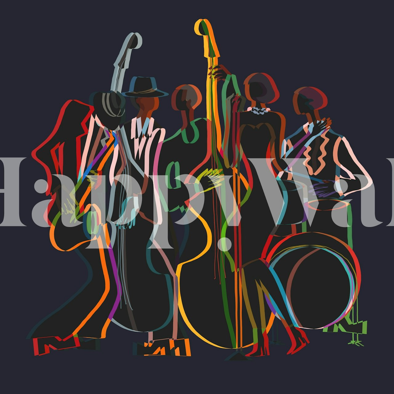 Jazz Night wallpaper displayed in a room