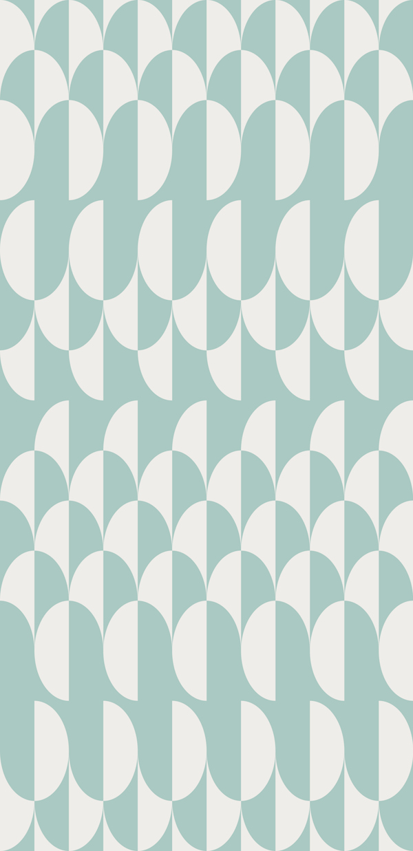 Minimalist art deco geometric arches aqua