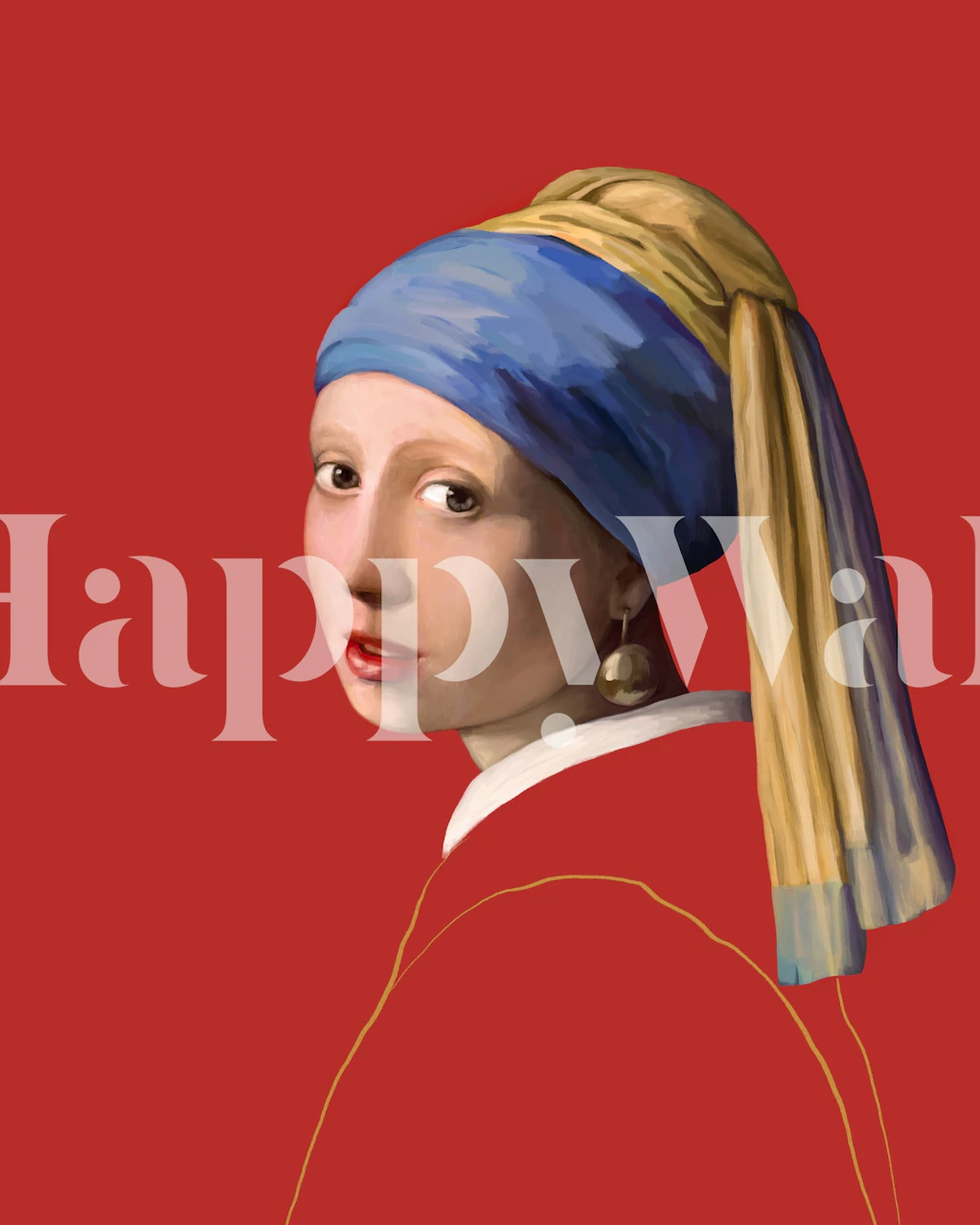 Girl with blue headscarf against red background wallpaper