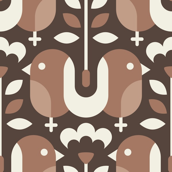Earthy / Mocha Mousse Bird Pattern