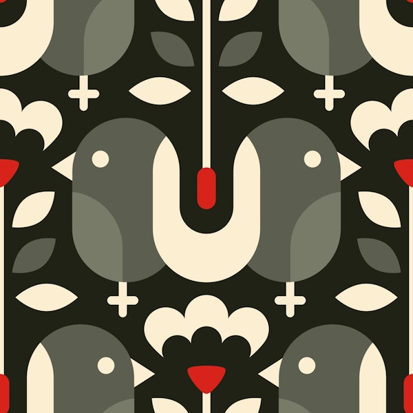 Modern Bird Art Decor / Dark Grey