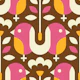 Retro Birds Pattern / Pink Yellow Brown