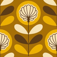 Retro Floral Harmony / Brown Yellow wallpaper