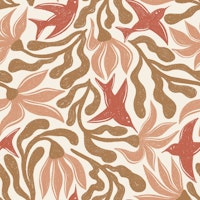 Abstract Floral Birds Earth Tones Matisse tapet