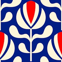 Bold Retro Florals / Blue Red ταπετσαρία