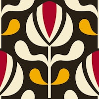 Retro Tulip Blossoms Dark ταπετσαρία
