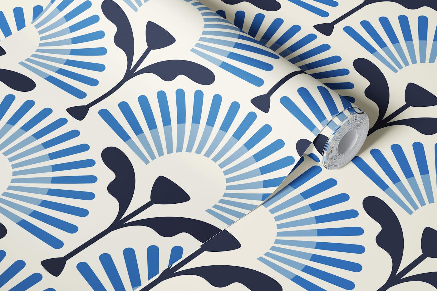Vintage Blue Flowers Petals Pattern wallpaper roll