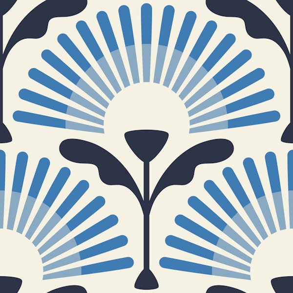 Vintage Blue Flowers Petals Pattern