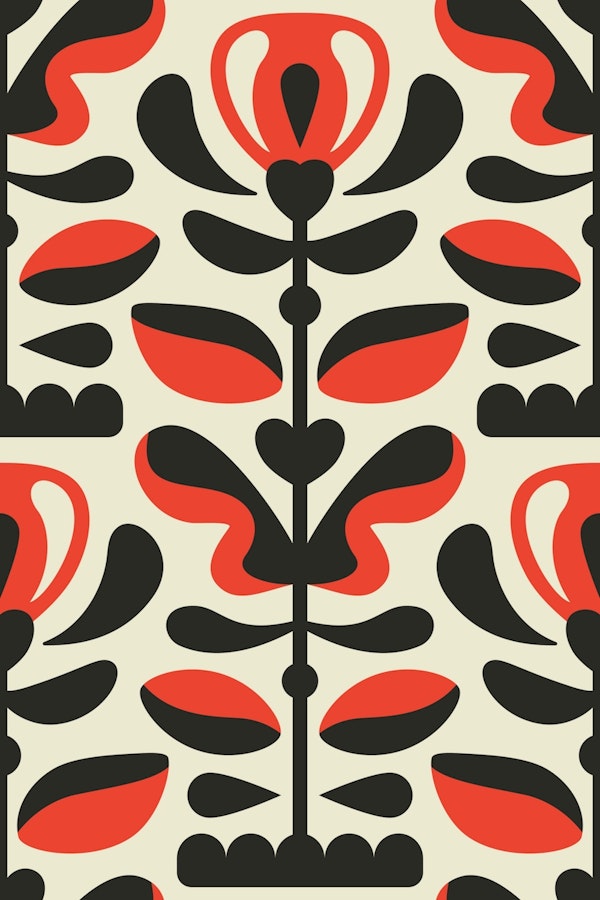 Bold Vintage Red Blossoms